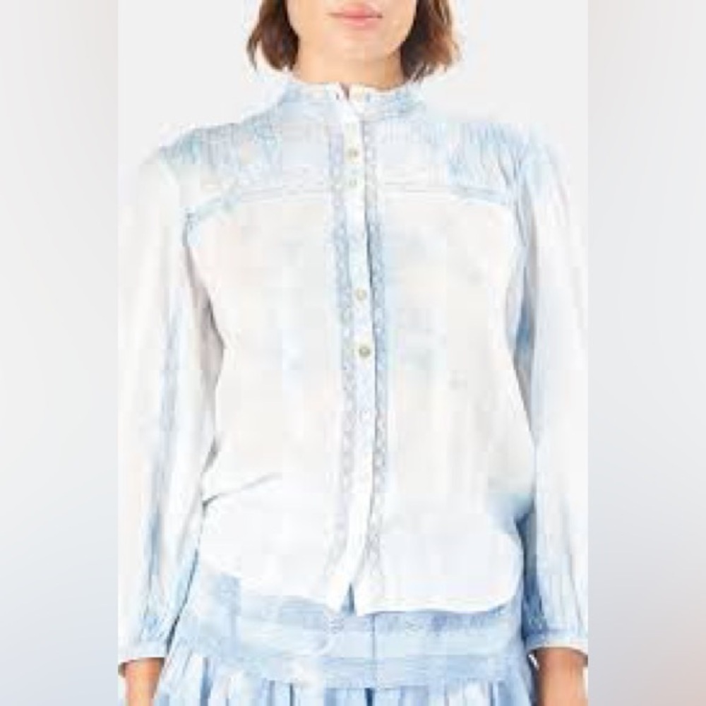 LoveShackFancy Ronda Top Medium | Cotton Lace Ruffle Blouse | Cream Romantic